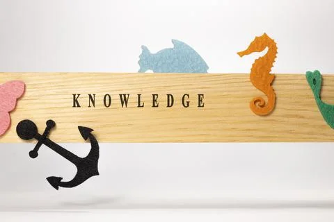 Knowledge written on wood patterned surface. Education and child psychology Stock Photos