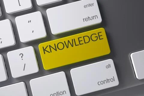 Knowledge - Yellow Button. 3D Stock Illustration