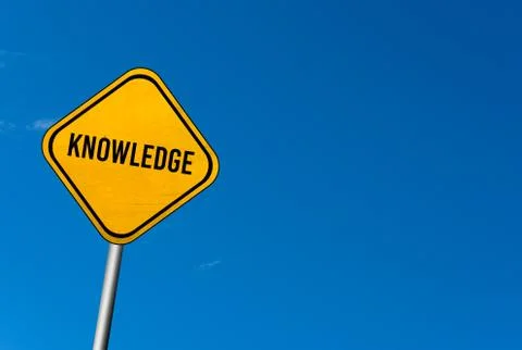 Knowledge - yellow sign with blue sky Stock Illustration