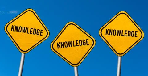 Knowledge - yellow signs with blue sky Stock Illustration