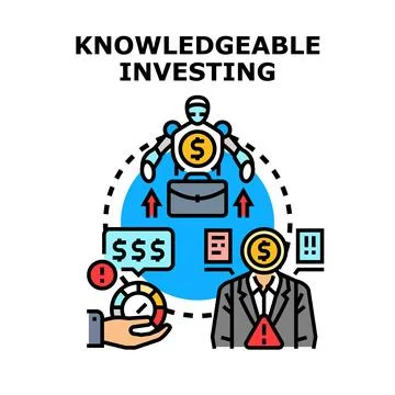 Knowledgeable investing strategy using technology and analytics Stock Illustration