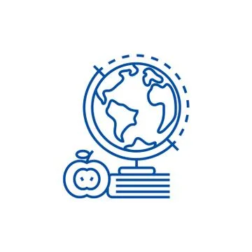 Knowledge,book,apple,globus line icon concept. Knowledge,book,apple,globus flat イラスト素材