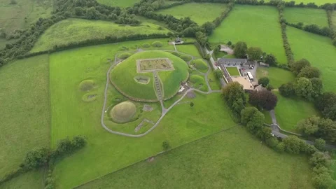 Knowth Burial Chambers Drone fly over, Boyne Valley, Ireland Stock Footage 142179137
