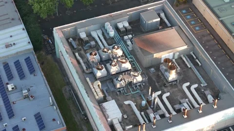 Knox Data Centre aerial view evening industrial complex Stock Footage 348028949