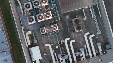 Knox Data Centre aerial view, evening industrial complex Stock Footage 348032798