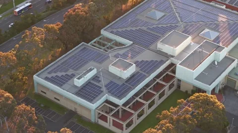 Knox Data Centre Evening Aerial View with Solar Panels Vidéo 348027646