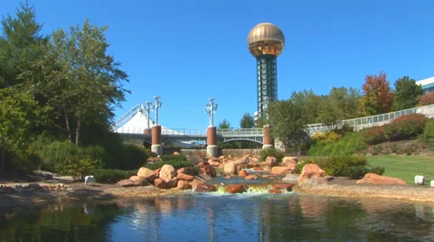 Knoxville Sunsphere and Pond Loop Stock Footage 38764795