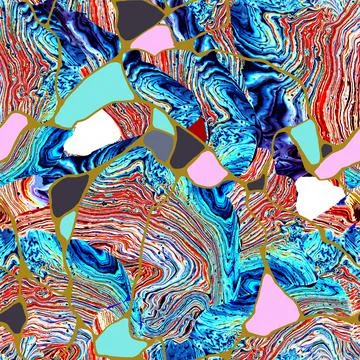 Kntsugi style in trendy seamless pattern with stone grunge texture. Stock Illustration