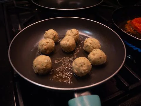 Knudels in a pan Stock Photos