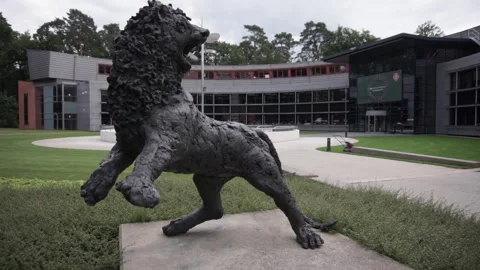 KNVB Headquarters with iconic lion statue, Zeist Stock Footage