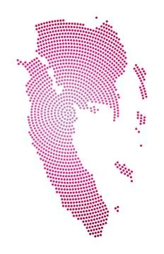 Ko Lanta dotted map. Digital style shape of Ko Lanta. Tech icon of the isla.. Stock Illustration