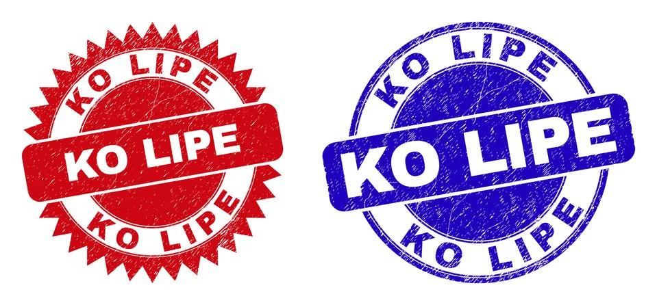 KO LIPE Round and Rosette Stamps with Corroded Texture Stock Illustration