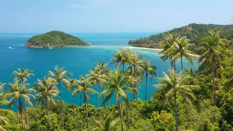Ko Ma with Mae Haad Beach, Koh Phangan, Thailand Stock Footage 105007611
