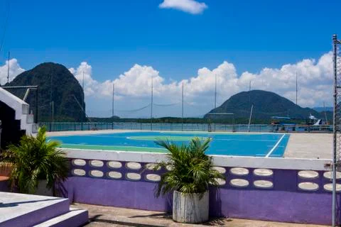 Ko Panyi school playing field, Phang Nga Bay, Thailand Stock Photos