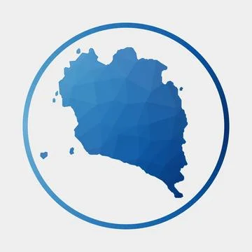 Ko Pha Ngan icon. Polygonal map of the island in gradient ring. Round low p.. イラスト素材
