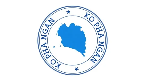 Ko Pha Ngan intro. Badge with the circular name and map of island. Ko Pha Nga... Video stock 231098614