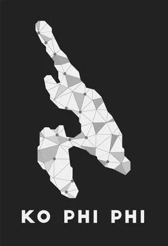 Ko Phi Phi - communication network map. The islandtrendy geometric design o.. 스톡 일러스트