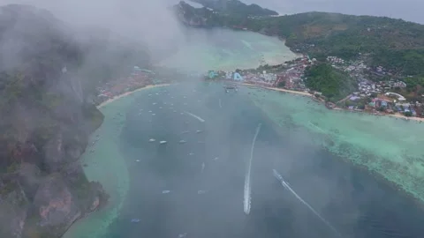 Ko Phi Phi Don rises from the Andaman Sea with beauty, Thailand Stock Footage 307437792