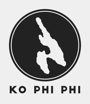 Ko Phi Phi icon. Round logo with map and title. Stylish badge with map. Vec.. 스톡 일러스트