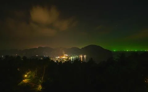 Ko Phi Phi View point at night Thailand Stock Photos