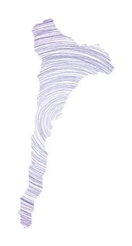 Ko Samet map filled with concentric circles. Sketch style circles in shape .. Ilustração Stock