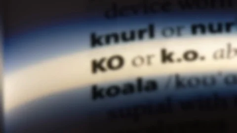 KO word in a dictionary. Stock Footage 99561988
