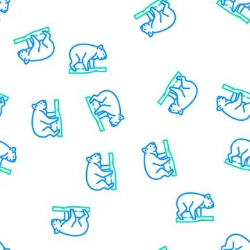 Koala animal vector seamless pattern Illustrazione stock