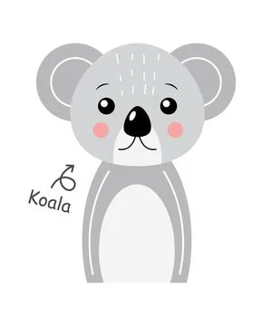 Koala bear . Cartoon character . Vector . Stock Illustration