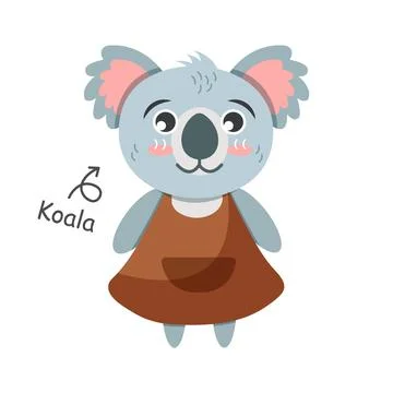Koala bear cartoon characters with clothes . Vector . Stock Illustration