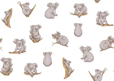 Koala bear seamless pattern. Stock Illustration