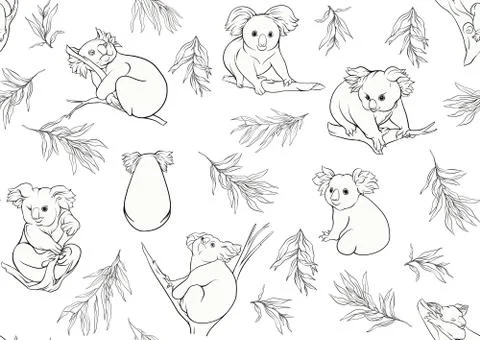 Koala bear seamless pattern. Stock Illustration
