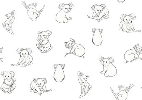 Koala bear seamless pattern. Stock Illustration