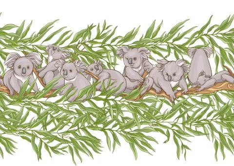 Koala bear seamless pattern. Stock Illustration