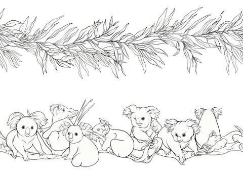 Koala bear seamless pattern. Stock Illustration