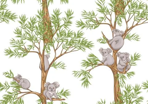 Koala bear seamless pattern. Stock Illustration