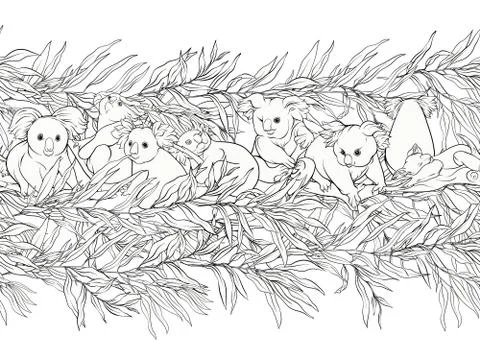 Koala bear seamless pattern. Stock Illustration