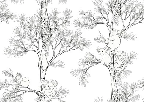 Koala bear seamless pattern. Stock Illustration