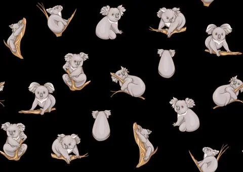 Koala bear seamless pattern. Stock Illustration