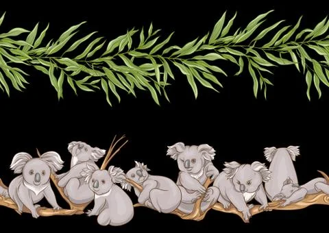 Koala bear seamless pattern. Stock Illustration