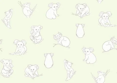 Koala bear seamless pattern. Illustrazione stock