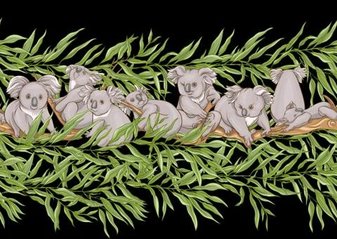 Koala bear seamless pattern. Stock Illustration