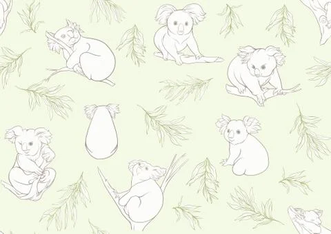 Koala bear seamless pattern. Stock Illustration