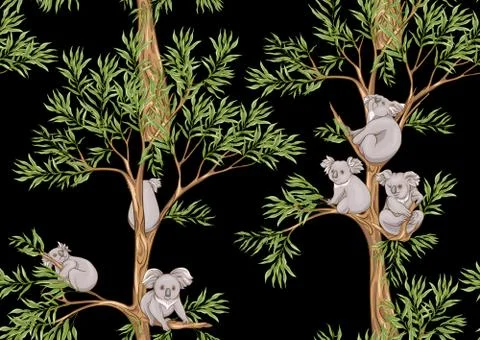 Koala bear seamless pattern. Stock Illustration