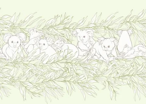 Koala bear seamless pattern. Stock Illustration
