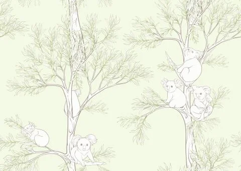 Koala bear seamless pattern. Illustrazione stock