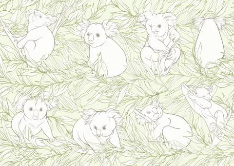 Koala bear seamless pattern. Stock Illustration