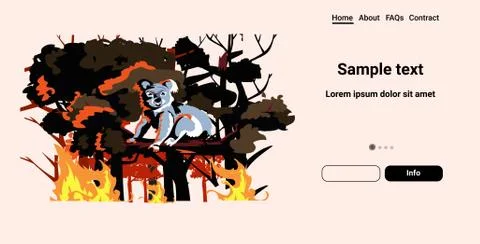 Koala bear sitting on tree forest fires in australia animals dying in wildfir Stockillustratie