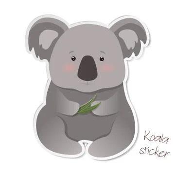 Koala bear sticker, patch isolated on white background Illustrazione stock