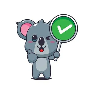 Koala cartoon vector illustration with correct sign Stock Illustration