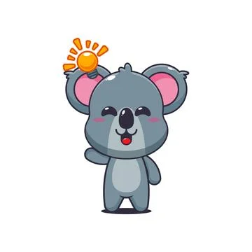 Koala cartoon vector illustration get an idea Stock Illustration